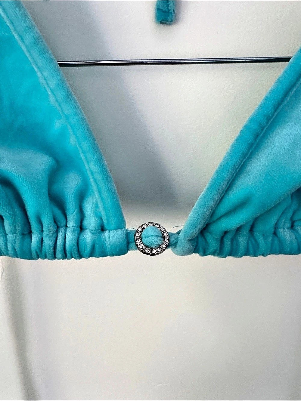 New Pink Velour 3-Piece Crop Top Set in Blue - Picture 8 of 9